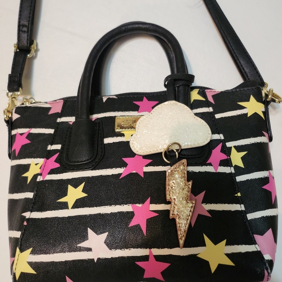 Betsey Johnson Pink and Black Shoulder Bag with Gold Accents - Picture 11 of 13
